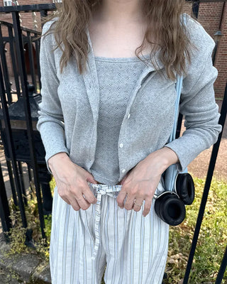 Perforated Sleeveless Cardigan Set