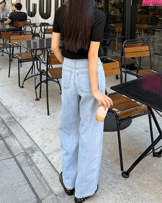 Summer light blue wide denim