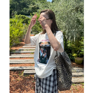 Leopard print cotton bag