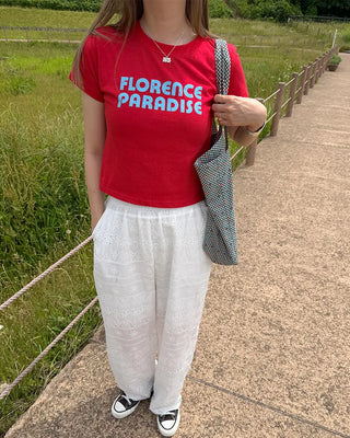 Pigment lettering half-sleeve T-shirt