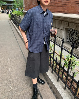 Checked short-sleeved shirt