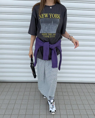 Triple Border Rib Easy Maxi Skirt