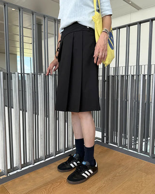 Rivet Pleated Midi Skirt