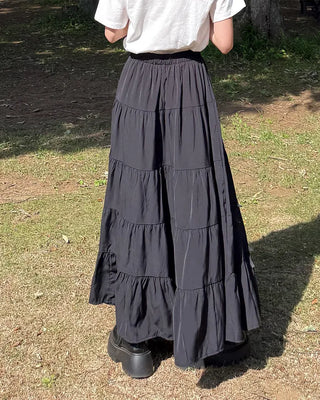 Ribbon detail can-can long skirt