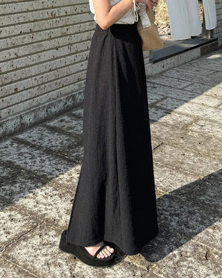 Embossed banding maxi skirt