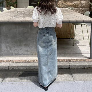 Flower pattern short-sleeved blouse