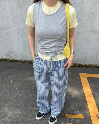 Wide-fit striped easy pants