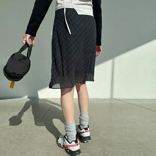 Checked midi skirt