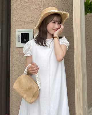 Ribbon Strap Rattan Fedora Hat