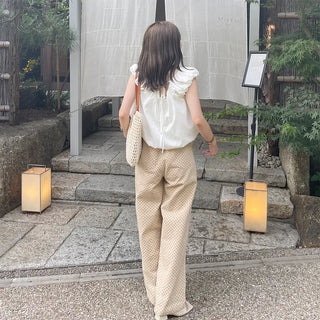 Back ribbon shirred blouse