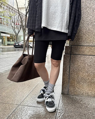 Mini skirt layered capri pants