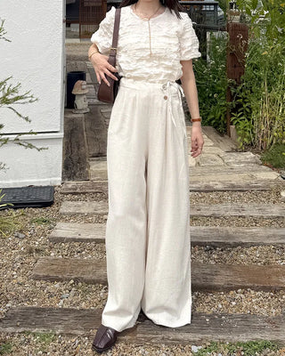Wrinkle Volume Short-Sleeve Blouse