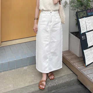 Cotton straight long skirt
