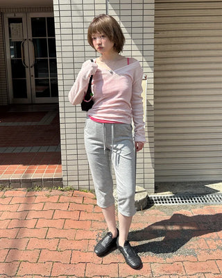 V-neck sheer long-sleeve knit