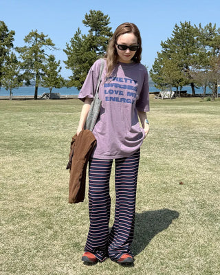 (Unisex) Lettering Oversized Half T-Shirt