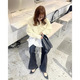 Center bootcut denim pants