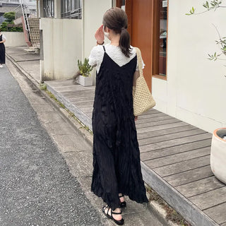 Wrinkle Camisole Long Dress