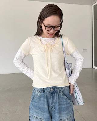 See-through short-sleeved T-shirt