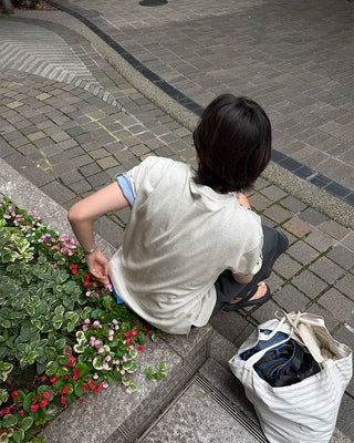 (Unisex) Roll-up Point Bi-color Short-Sleeve T-Shirt