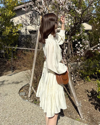 Frill String Point Shirring Dress