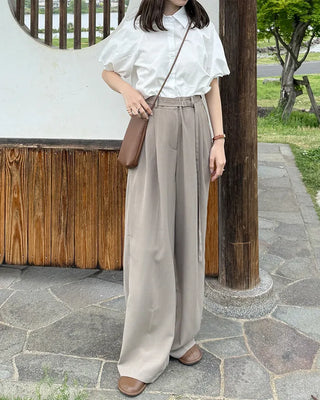 Belted wide-leg pants