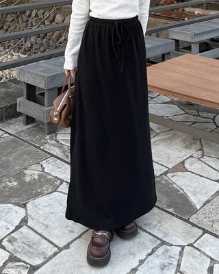 A-line ribbed long skirt