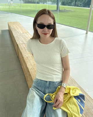 Polka Dot Short-Sleeve Round Neck T-Shirt