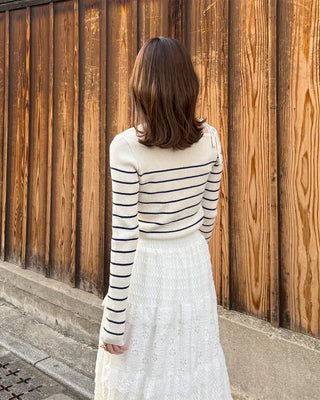 Striped off-shoulder knit