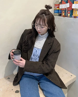 Basic striped turtleneck T-shirt