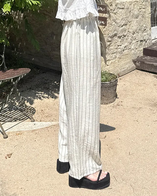 Striped Wide Wrinkle Easy Pants