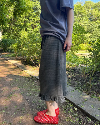 Frilled hem border midi skirt