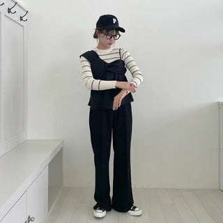 Slim-fit striped ribbed knit