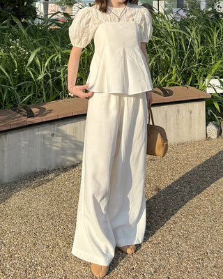 Pintuck bustier and slacks set