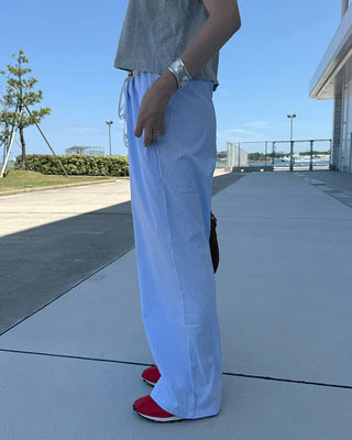 Color-blocked mini striped pants