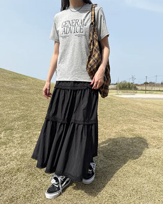 Tassel tiered long skirt