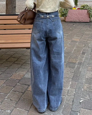 Wide vintage wash denim pants