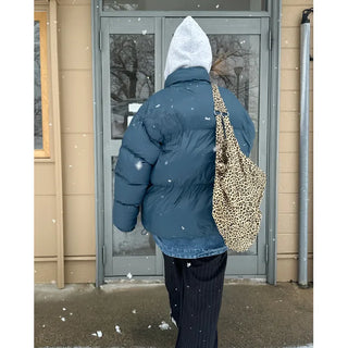 Big leopard print shoulder bag