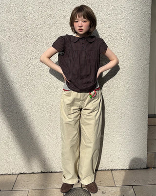 Summer cotton wide-leg pants