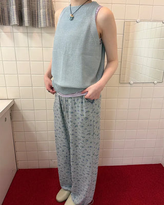 Linen boat neck sleeveless top