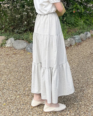 Checked long skirt
