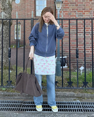 Vintage rose pattern midi skirt