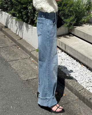 Semi-bootcut denim pants