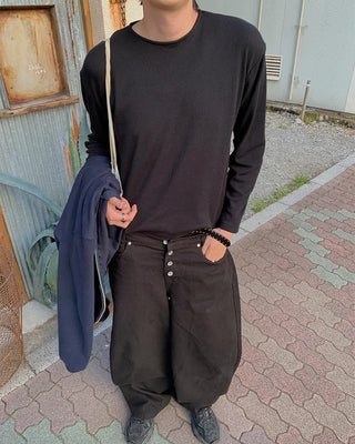 Waffle Semi-Cropped Long-Sleeve T-Shirt
