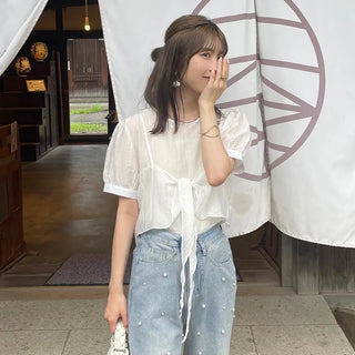 Ribbon layered blouse