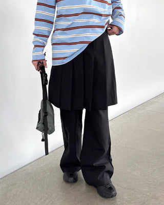Pleated skirt and slacks set