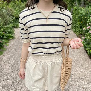 Striped short-sleeved knit