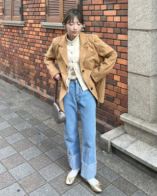 Suede oversized jacket