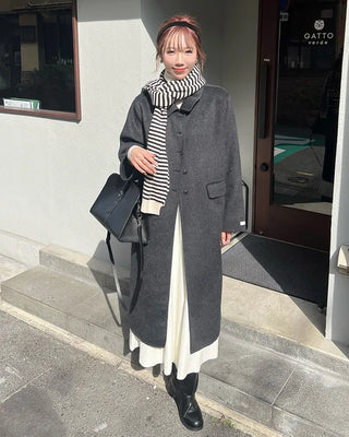 Shirred long knit skirt
