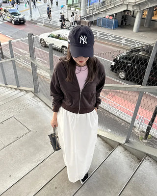 White lace point long skirt