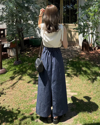 Simple linen maxi skirt with elastic waistband